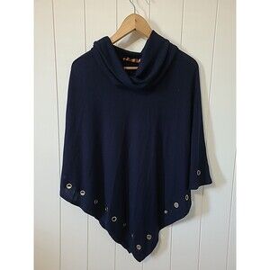 Belldini Sweater Top Poncho Womens Size Small/Medium Blue Grommets Fall Winter
